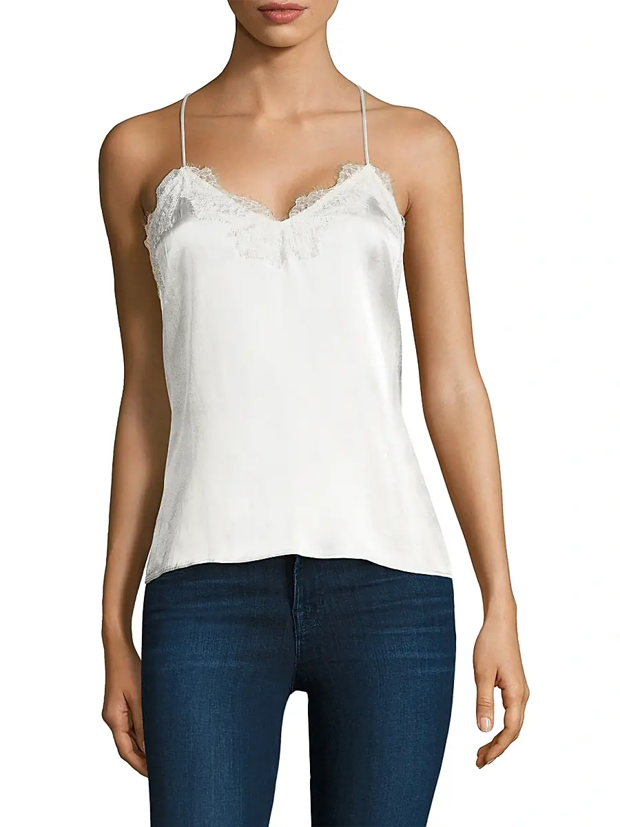 Cami NYC Women's Racer Silk Charmeuse Camisole - White | Image 1 Cami NYC Women's Racer Silk Charmeuse Camisole - White | Image 1