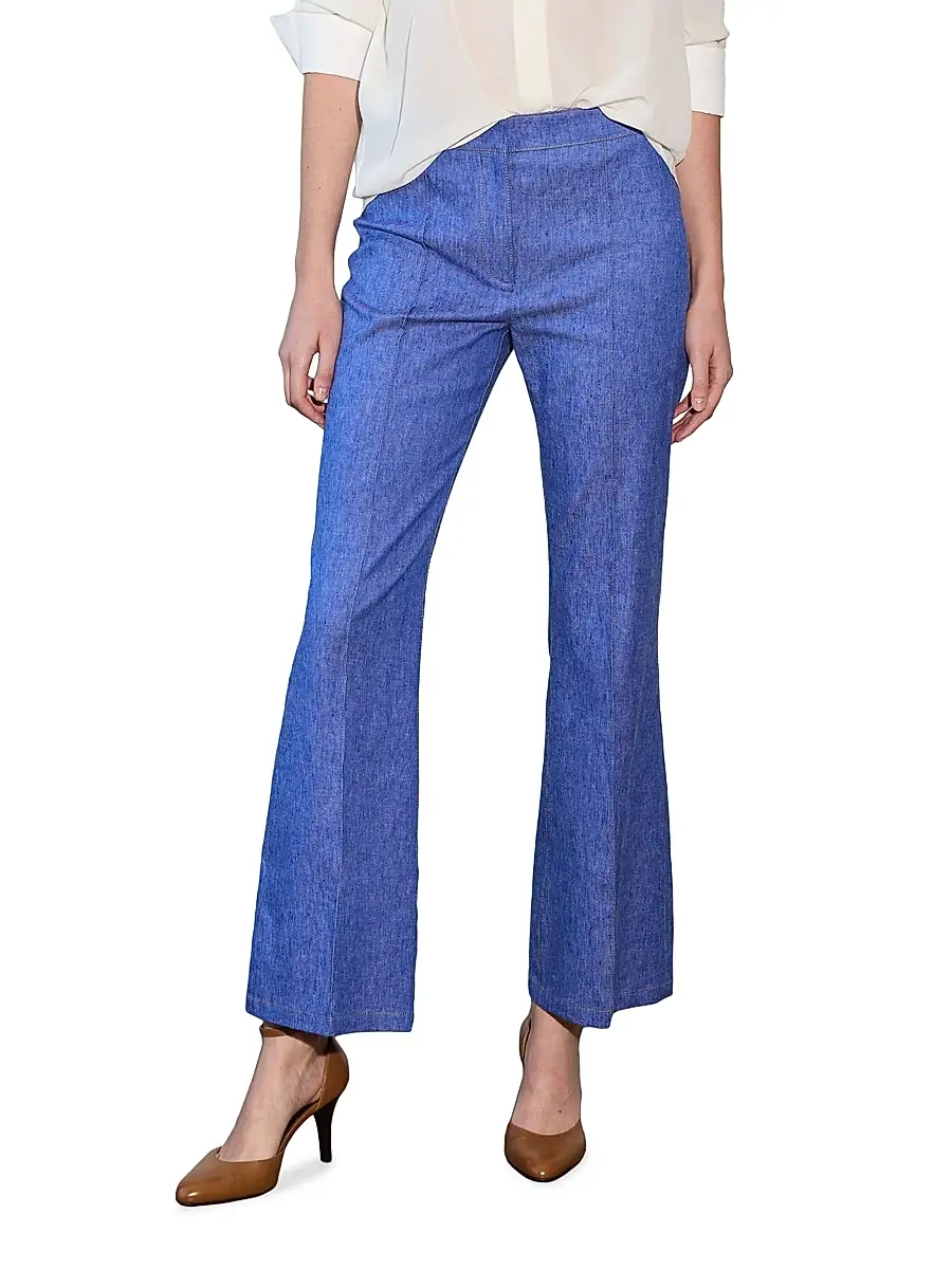 CALLAS MILANO Women's Lola Denim Stretch Crepe Cropped Flare Trousers | Thumbnail 2 CALLAS MILANO Women's Lola Denim Stretch Crepe Cropped Flare Trousers | Thumbnail 2