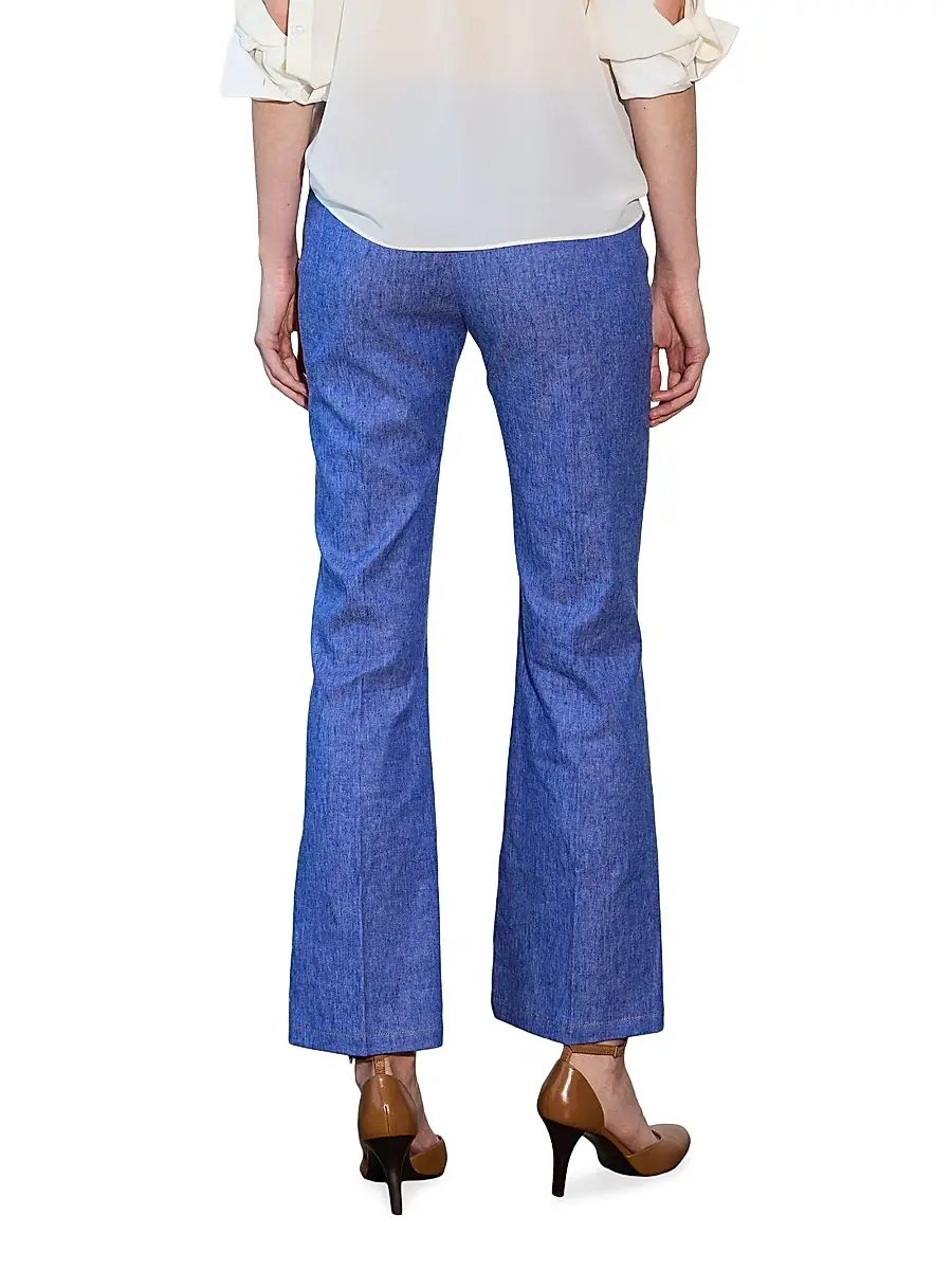 CALLAS MILANO Women's Lola Denim Stretch Crepe Cropped Flare Trousers | Thumbnail 3 CALLAS MILANO Women's Lola Denim Stretch Crepe Cropped Flare Trousers | Thumbnail 3