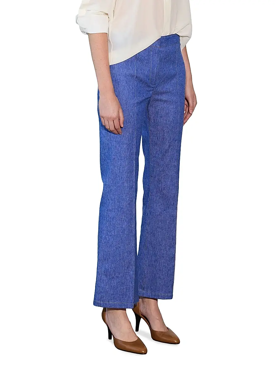 CALLAS MILANO Women's Lola Denim Stretch Crepe Cropped Flare Trousers | Thumbnail 4 CALLAS MILANO Women's Lola Denim Stretch Crepe Cropped Flare Trousers | Thumbnail 4