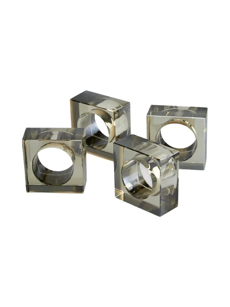 Tizo Smoke Crystal Four-Piece Napkin Holder Set