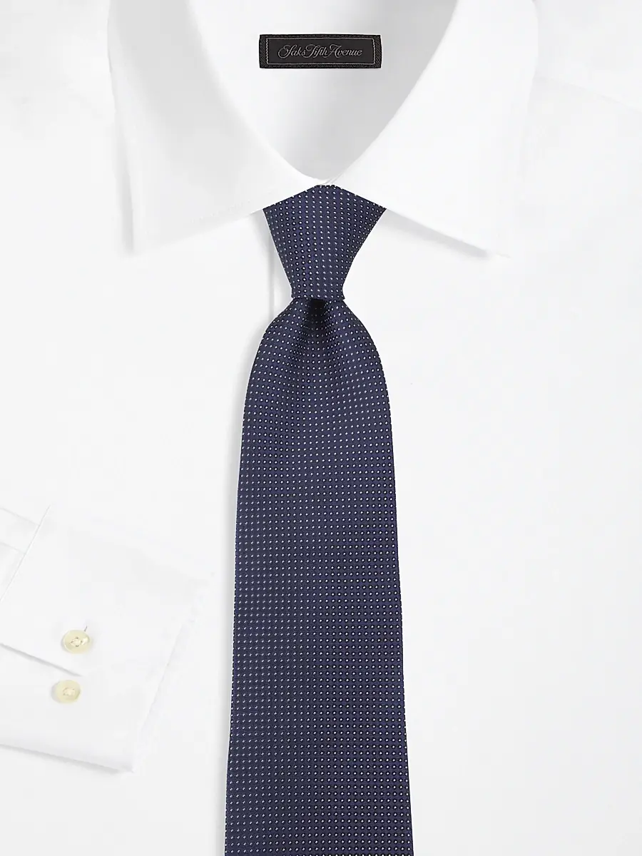 Isaia Men's Micro-Dot Print Silk Tie - Navy | Thumbnail 2 Isaia Men's Micro-Dot Print Silk Tie - Navy | Thumbnail 2