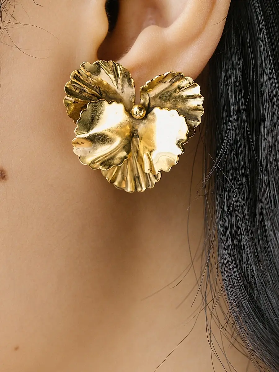 Jennifer Behr Women's Pansy 24K-Gold-Plated Stud Earrings | Thumbnail 2