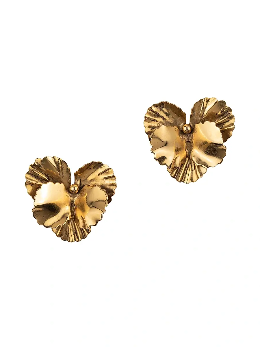 Women's Pansy 24K-Gold-Plated Stud Earrings Women's Pansy 24K-Gold-Plated Stud Earrings