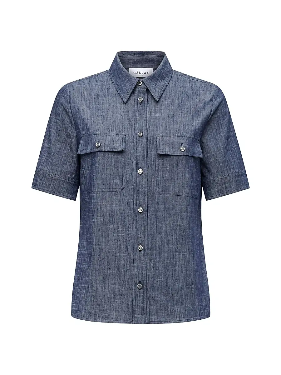 CALLAS MILANO Women's Vesper Stretch Denim Poplin Shirt - Navy - Size 14 | Image 1 CALLAS MILANO Women's Vesper Stretch Denim Poplin Shirt - Navy - Size 14 | Image 1