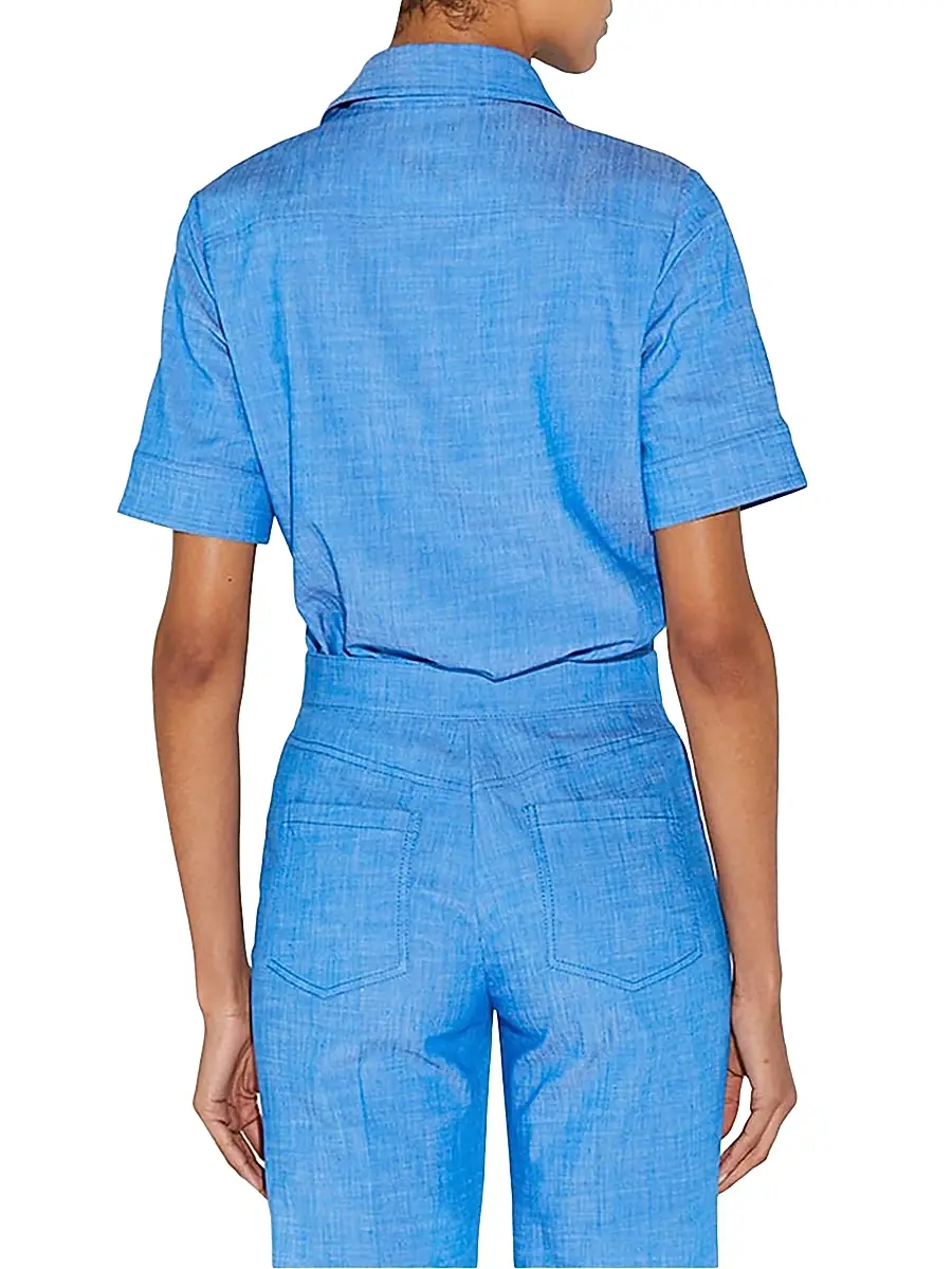 CALLAS MILANO Women's Vesper Stretch Denim Poplin Shirt | Thumbnail 3