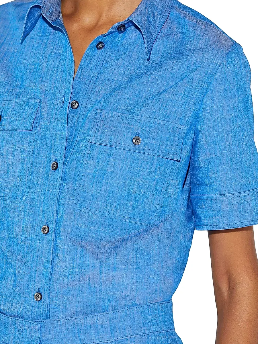 CALLAS MILANO Women's Vesper Stretch Denim Poplin Shirt | Thumbnail 5
