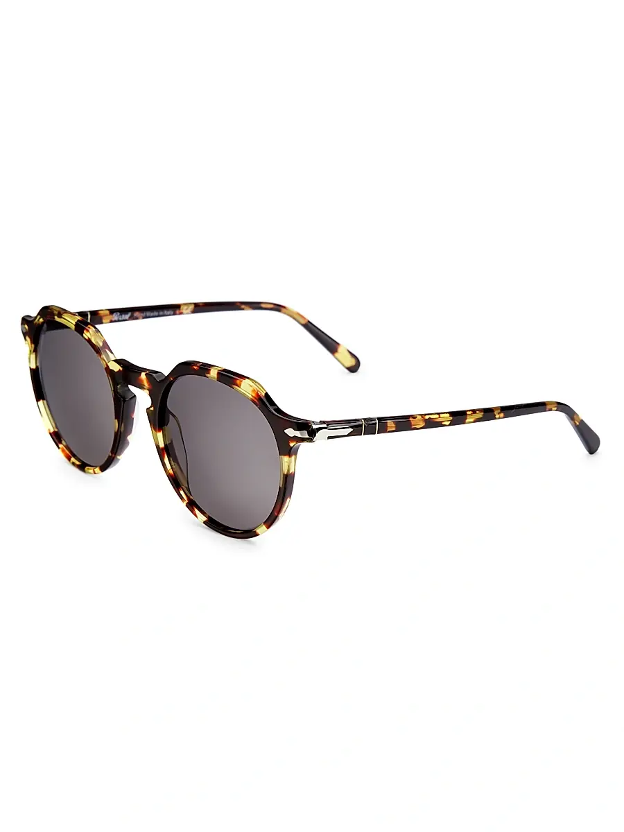 PERSOL Men's Phantos 52MM Rounded Sunglasses - Dark Grey | Image 1 PERSOL Men's Phantos 52MM Rounded Sunglasses - Dark Grey | Image 1