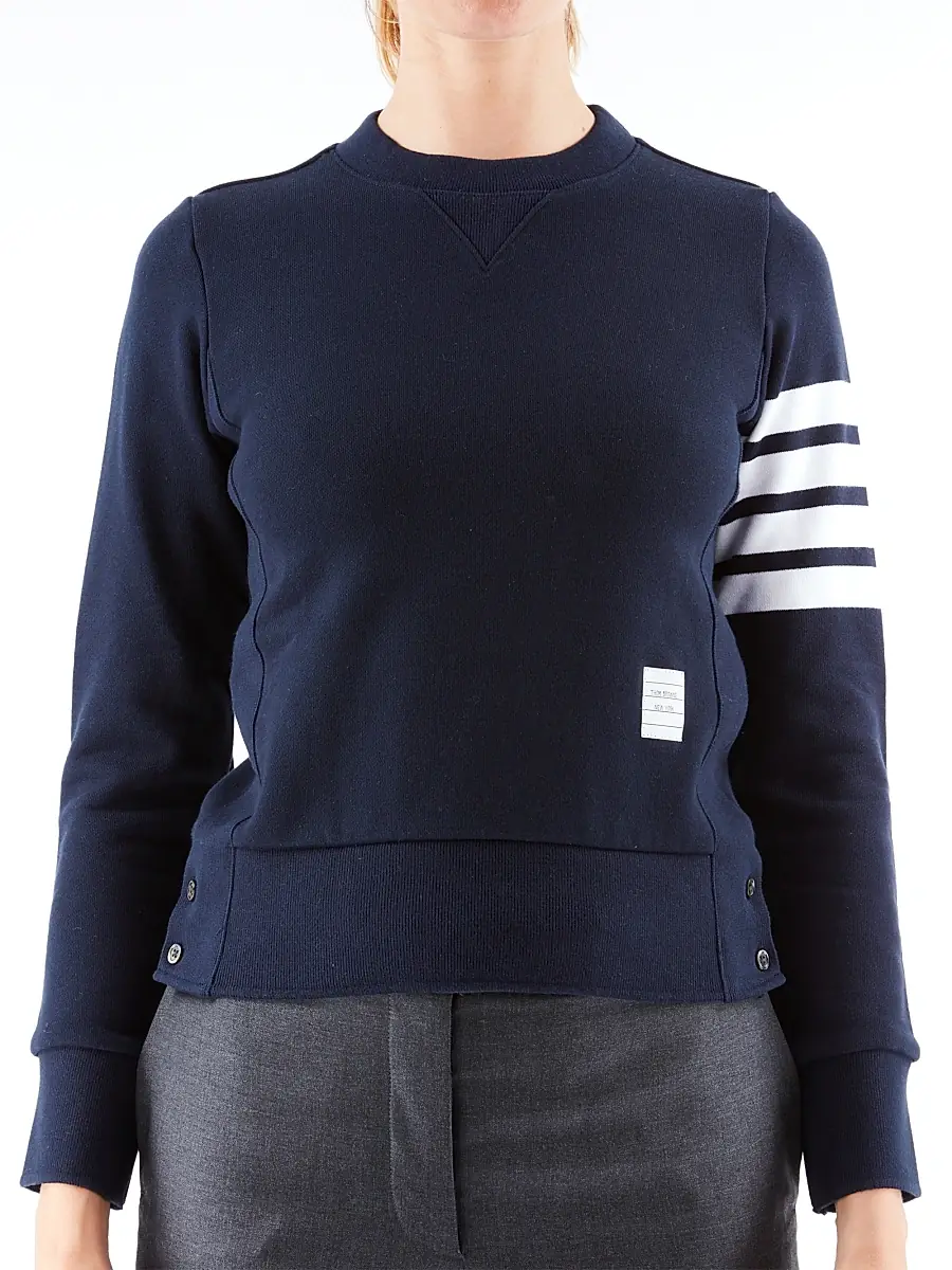 Women's Slim Cotton Crewneck Sweatshirt - Navy