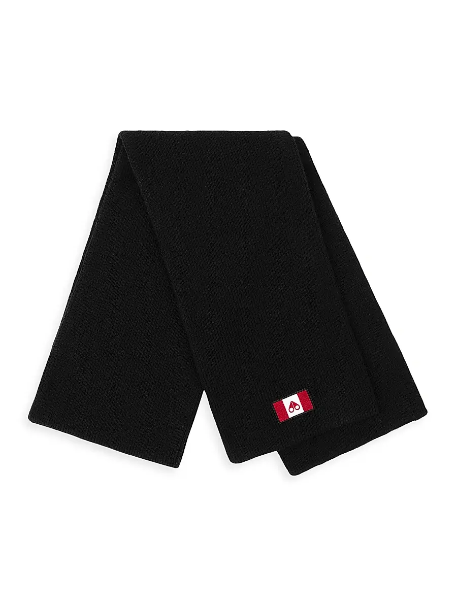 Moose Knuckles Men's Ferris Knit Scarf - Black | Image 1 Moose Knuckles Men's Ferris Knit Scarf - Black | Image 1