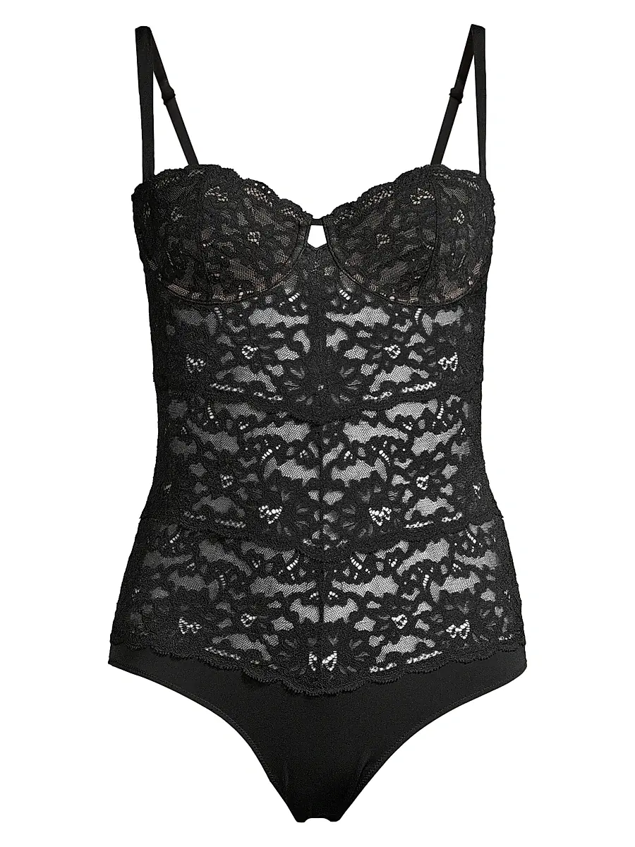 Fleur du Mal Women's Charlotte Lace Balconette Bodysuit - Black - Size Large | Image 1 Fleur du Mal Women's Charlotte Lace Balconette Bodysuit - Black - Size Large | Image 1