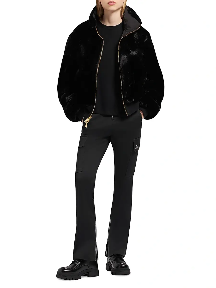 Moose Knuckles Women's Debbie Bunny Satin Bomber Jacket | Thumbnail 2 Moose Knuckles Women's Debbie Bunny Satin Bomber Jacket | Thumbnail 2