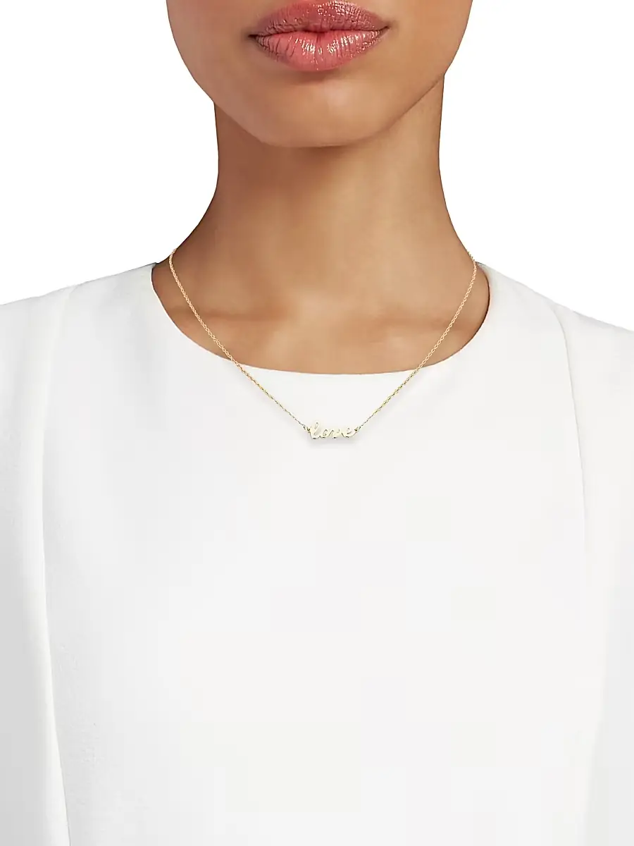 Jennifer Zeuner Jewelry Women's Addison 18K-Yellow-Gold Vermeil "Love" Pendant Necklace - Gold Vermeil | Thumbnail 2 Jennifer Zeuner Jewelry Women's Addison 18K-Yellow-Gold Vermeil "Love" Pendant Necklace - Gold Vermeil | Thumbnail 2