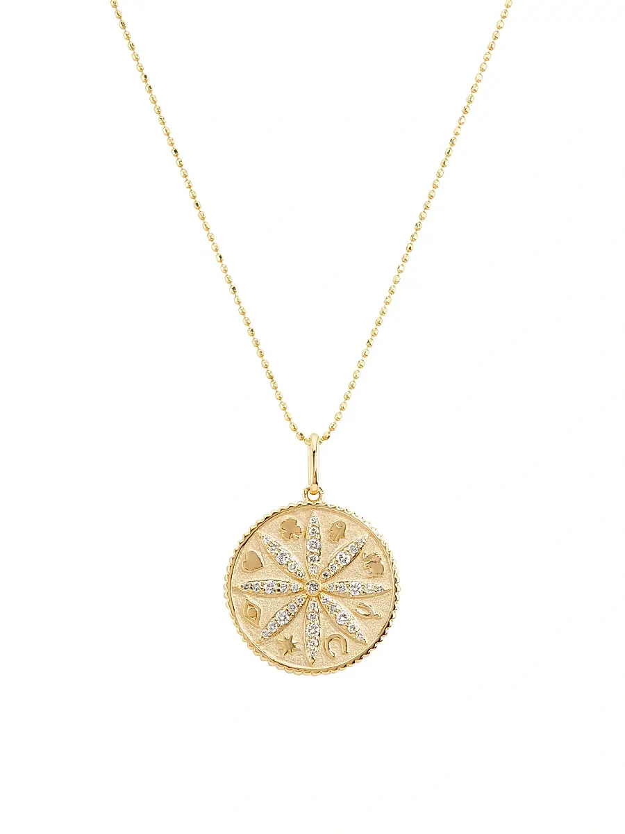 Women's Under The Sea Small 14K Yellow Gold & 0.298 TCW Diamond Sand Dollar Coin Necklace Women's Under The Sea Small 14K Yellow Gold & 0.298 TCW Diamond Sand Dollar Coin Necklace