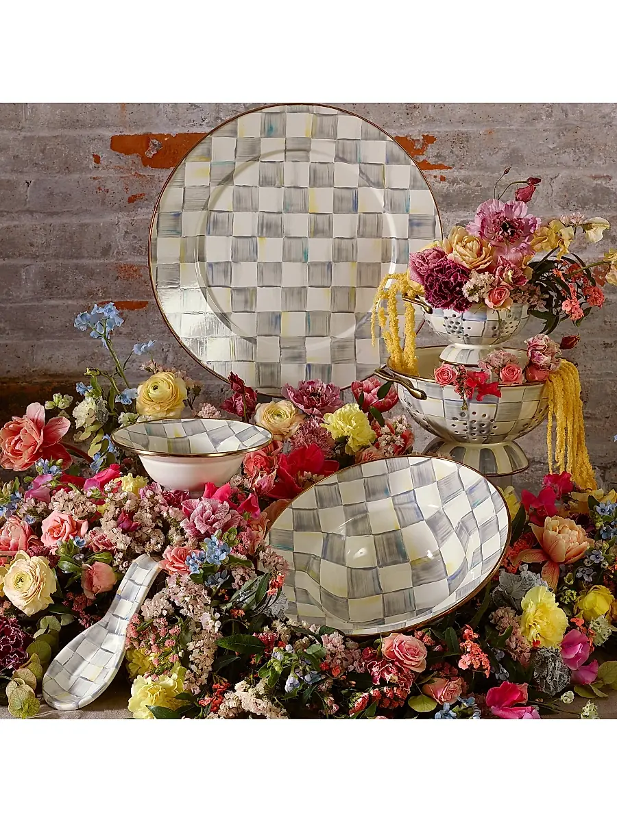 MacKenzie-Childs Sterling Check Enamel Breakfast Bowl | Thumbnail 2