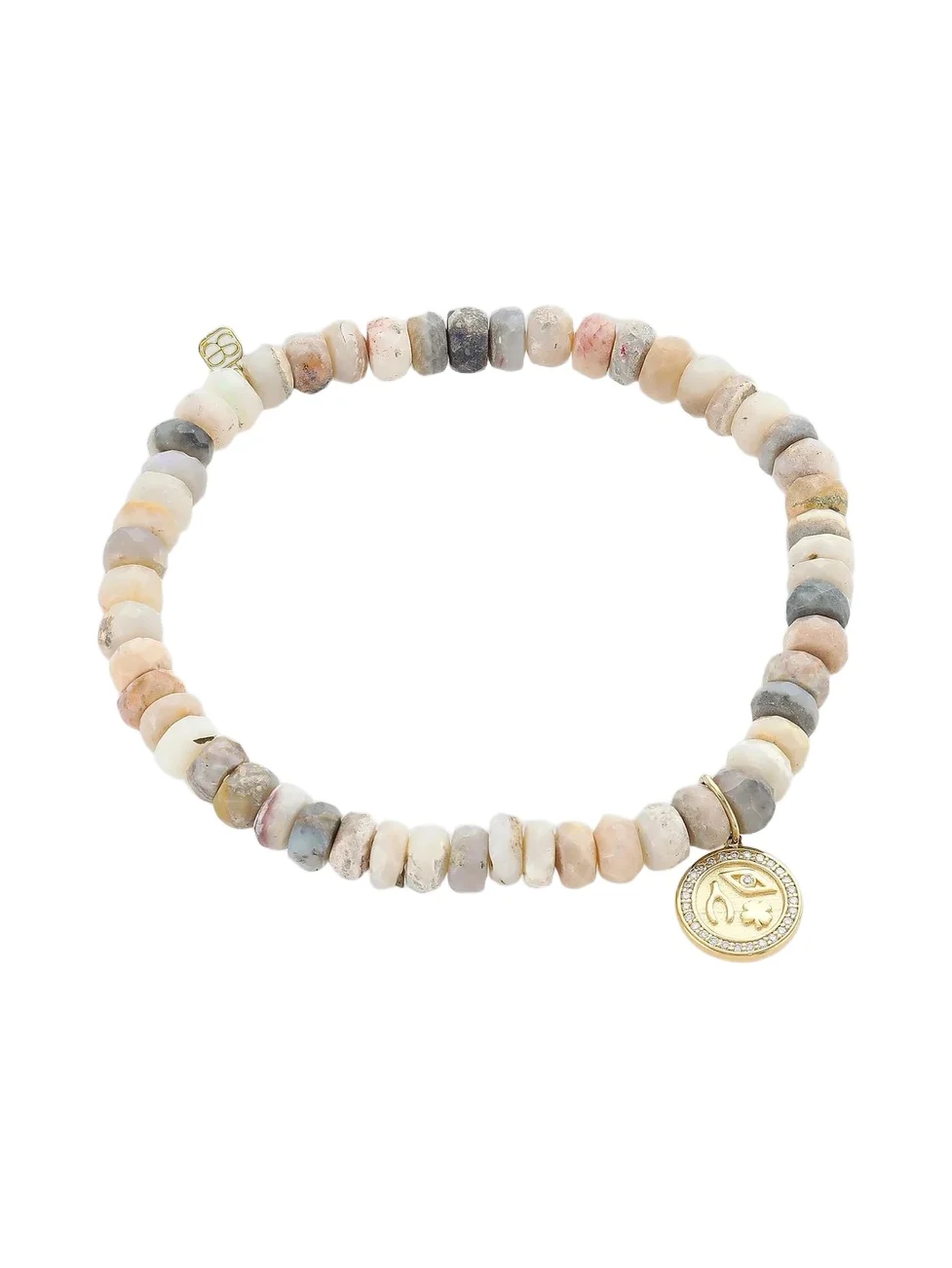 Women's Australian Opal, 14K Yellow Gold & 0.084 TCW Diamond Luck & Protection Charm Beaded Bracelet