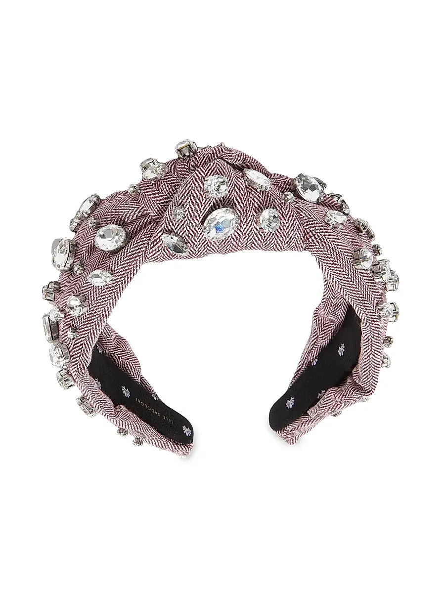 Lele Sadoughi Women's Crystal-Embellished Herringbone Tweed Knotted Headband | Thumbnail 3 Lele Sadoughi Women's Crystal-Embellished Herringbone Tweed Knotted Headband | Thumbnail 3