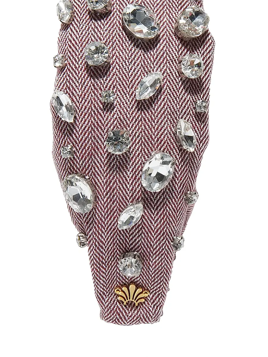 Lele Sadoughi Women's Crystal-Embellished Herringbone Tweed Knotted Headband | Thumbnail 4 Lele Sadoughi Women's Crystal-Embellished Herringbone Tweed Knotted Headband | Thumbnail 4