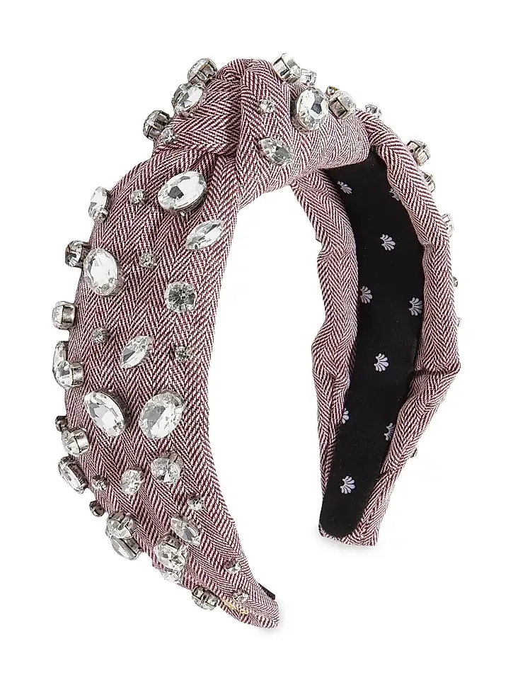 Lele Sadoughi Women's Crystal-Embellished Herringbone Tweed Knotted Headband