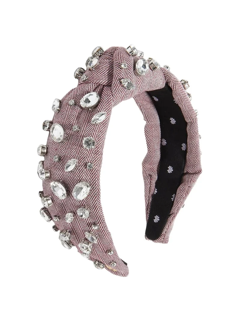 Lele Sadoughi Women's Crystal-Embellished Herringbone Tweed Knotted Headband