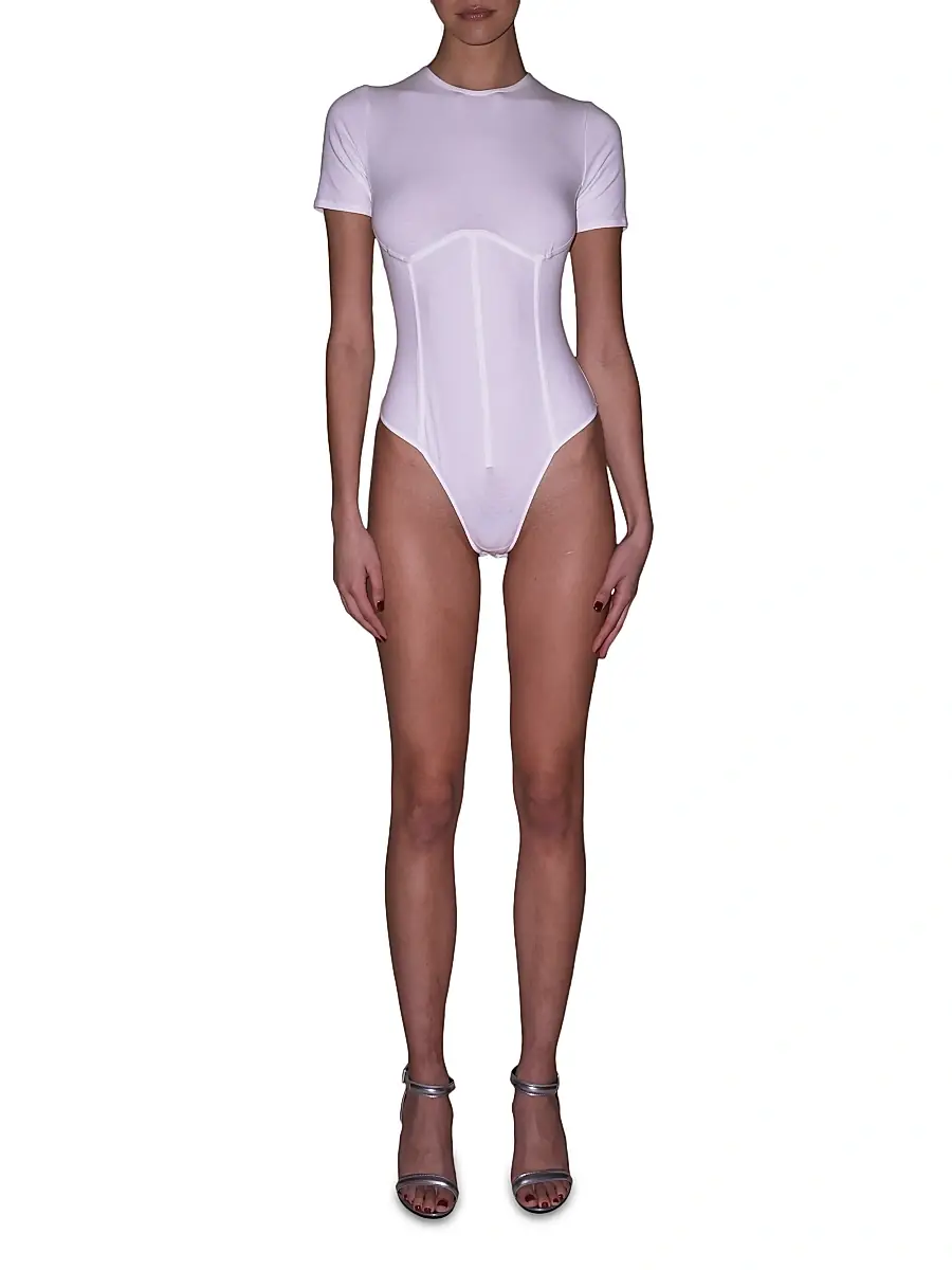 Fleur du Mal Women's Stretch Cotton T-Shirt Bodysuit | Thumbnail 2