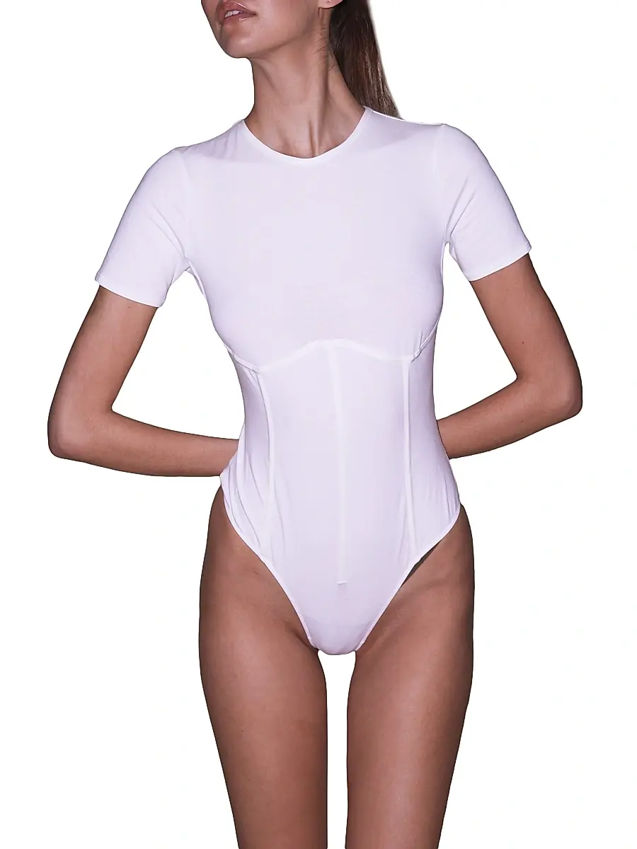 Fleur du Mal Women's Stretch Cotton T-Shirt Bodysuit | Thumbnail 3