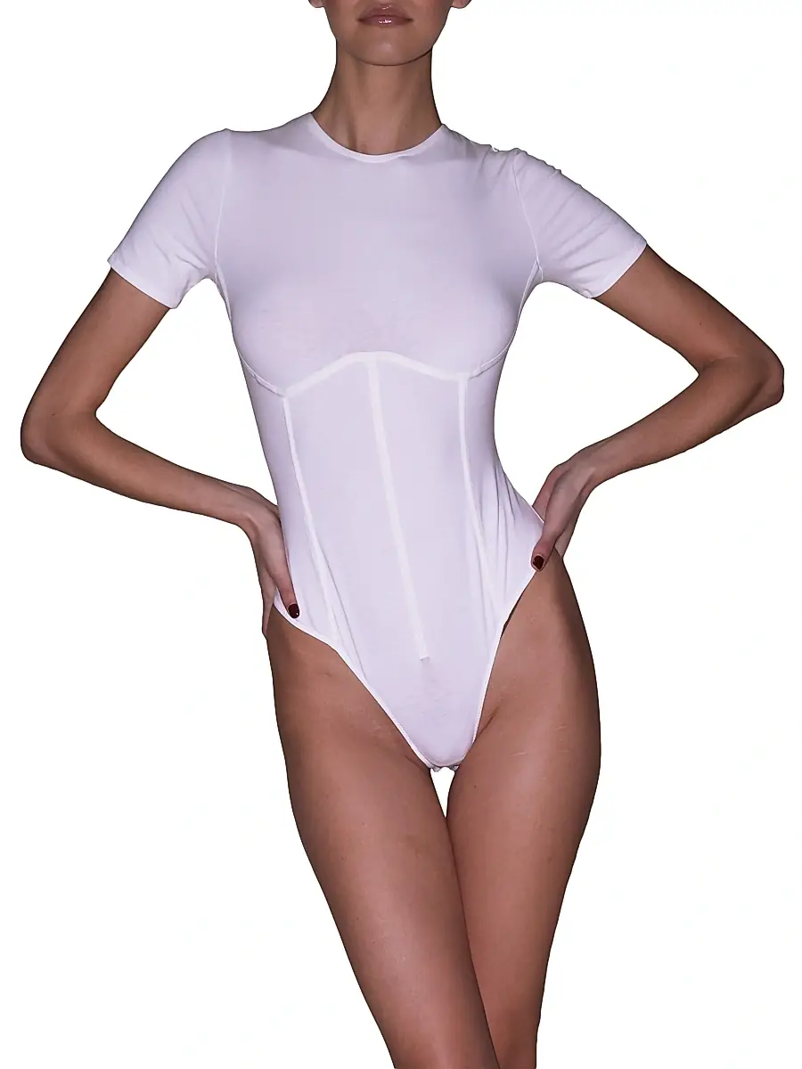 Fleur du Mal Women's Stretch Cotton T-Shirt Bodysuit | Thumbnail 4