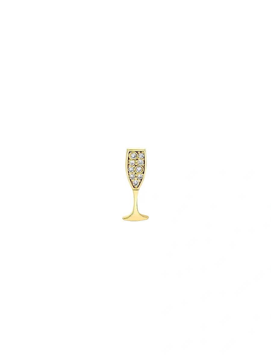 Sydney Evan Women's 14K Yellow Gold & 0.07 TCW Diamond Champagne Glass Stud Earring | Thumbnail 2
