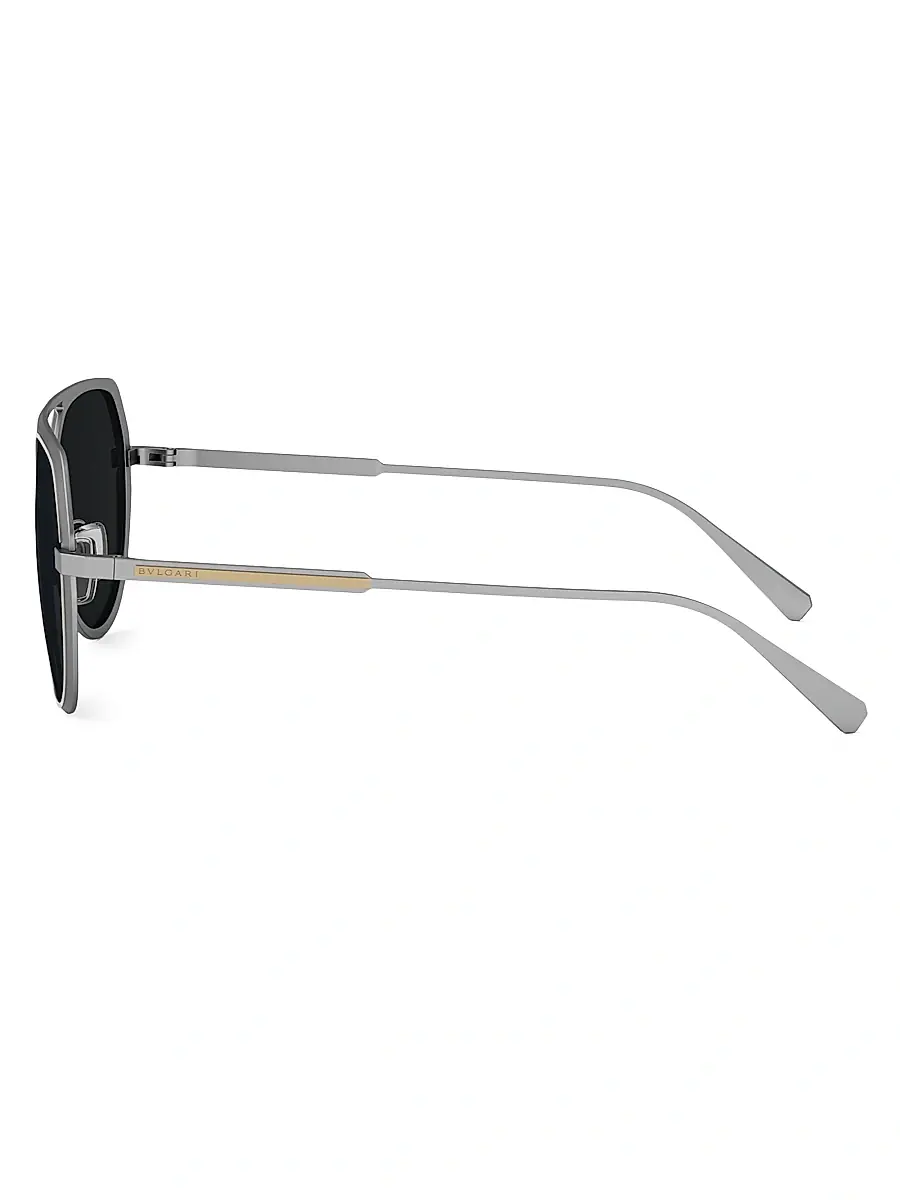 BVLGARI Men's Octo 56MM Geometric Sunglasses - Ruthenium Dark Grey | Thumbnail 3