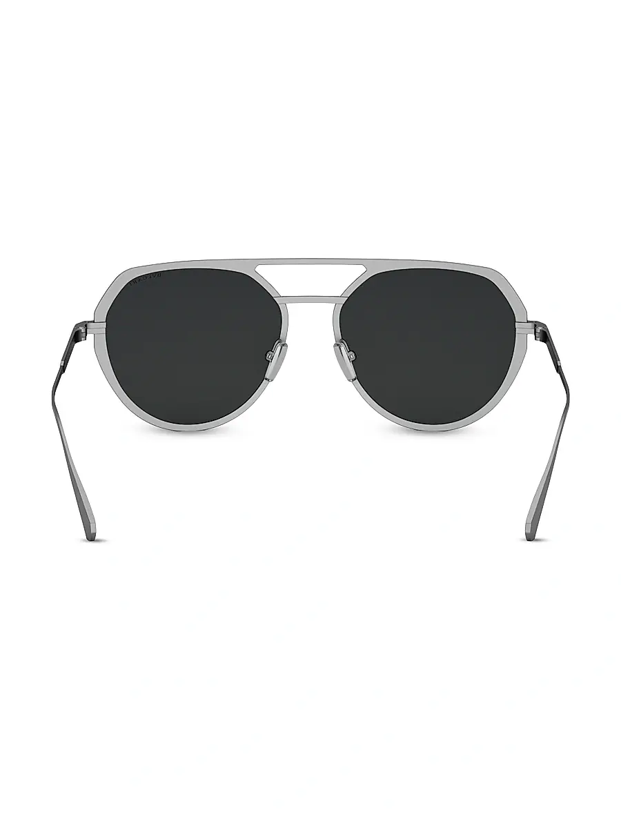 BVLGARI Men's Octo 56MM Geometric Sunglasses - Ruthenium Dark Grey | Thumbnail 5
