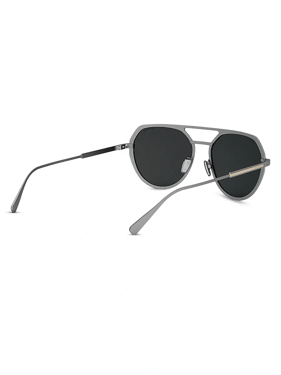 BVLGARI Men's Octo 56MM Geometric Sunglasses - Ruthenium Dark Grey | Thumbnail 6