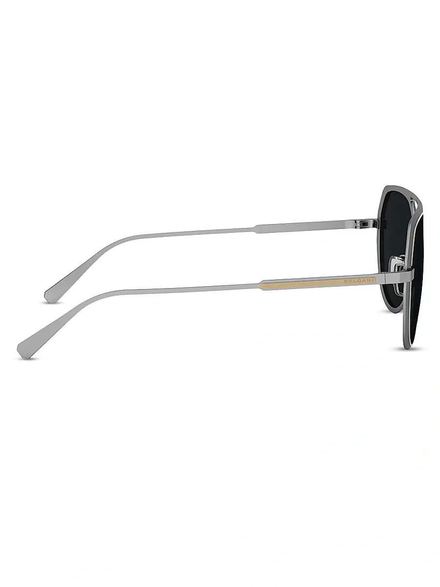 BVLGARI Men's Octo 56MM Geometric Sunglasses - Ruthenium Dark Grey | Thumbnail 7
