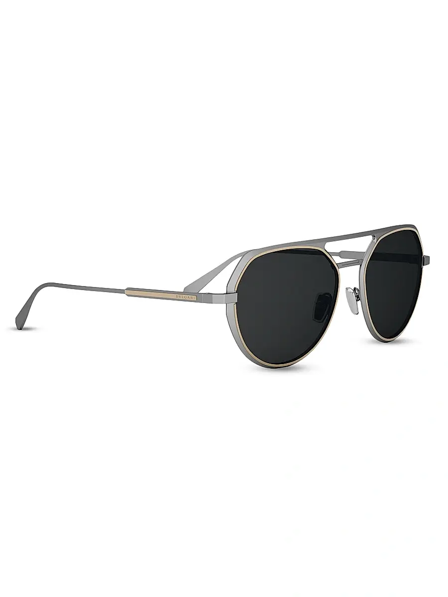 BVLGARI Men's Octo 56MM Geometric Sunglasses - Ruthenium Dark Grey | Thumbnail 8