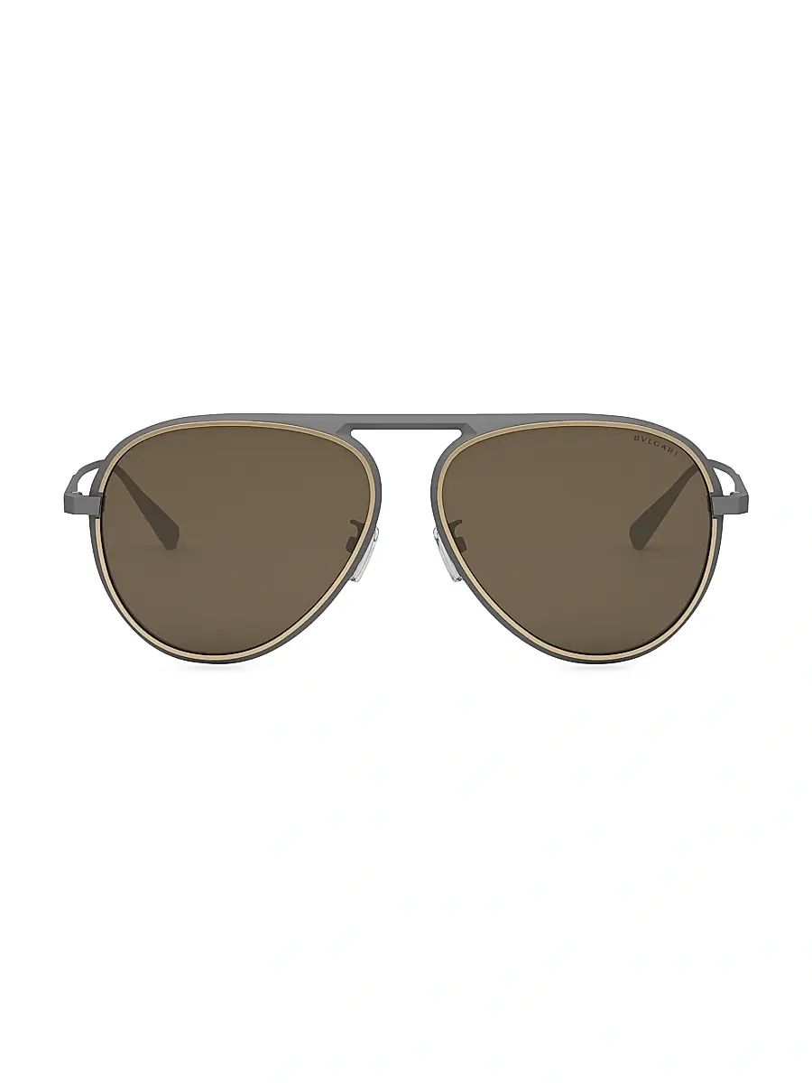 BVLGARI Men's Octo 59MM Pilot Sunglasses - Light Ruthenium Brown | Thumbnail 2