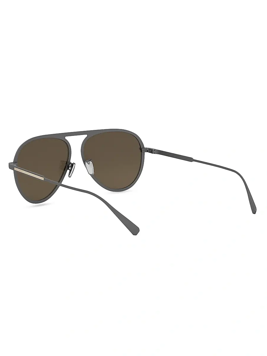 BVLGARI Men's Octo 59MM Pilot Sunglasses - Light Ruthenium Brown | Thumbnail 4