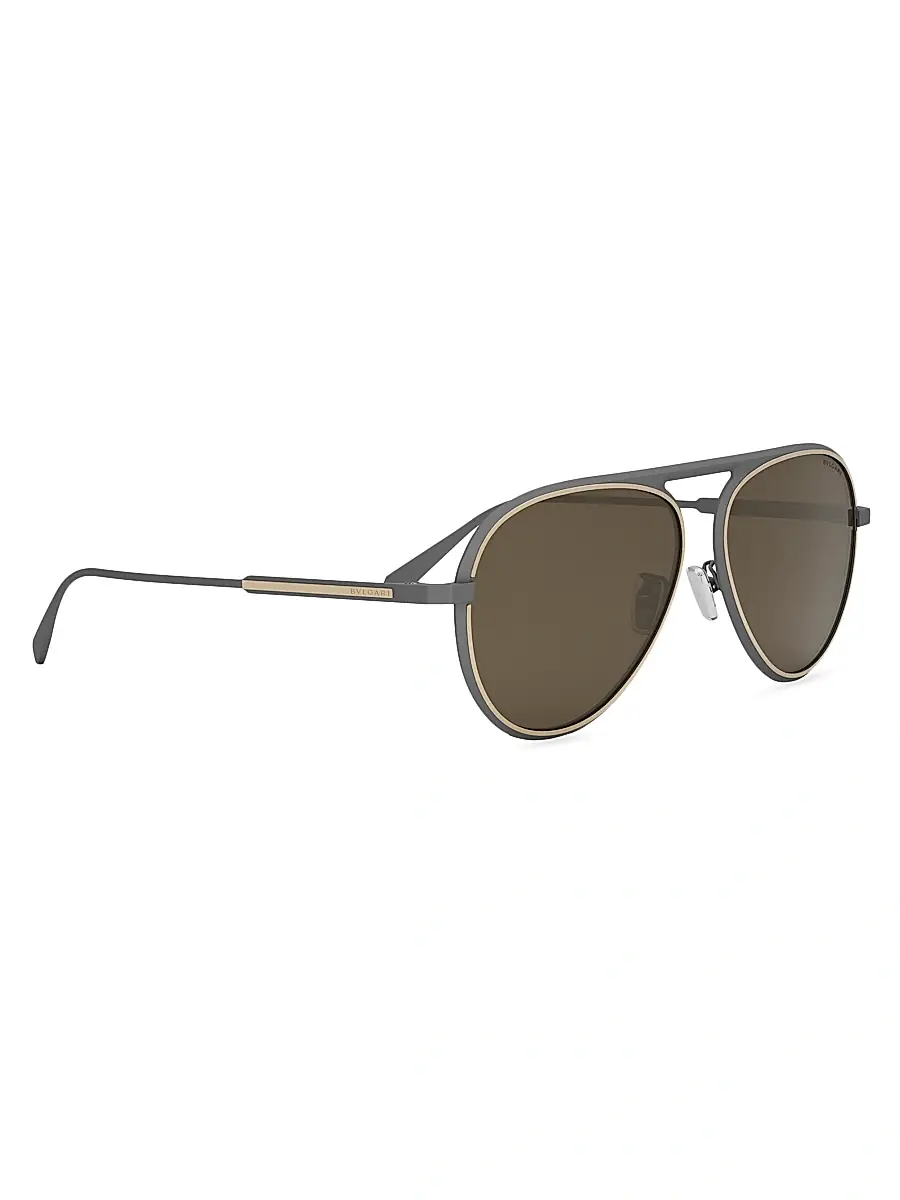 BVLGARI Men's Octo 59MM Pilot Sunglasses - Light Ruthenium Brown | Thumbnail 8