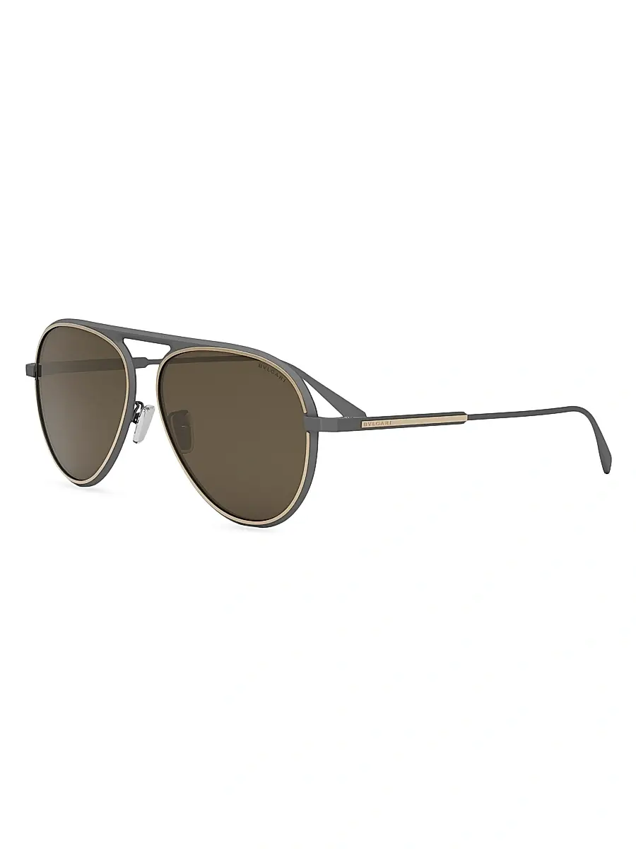 BVLGARI Men's Octo 59MM Pilot Sunglasses - Light Ruthenium Brown | Image 1 BVLGARI Men's Octo 59MM Pilot Sunglasses - Light Ruthenium Brown | Image 1