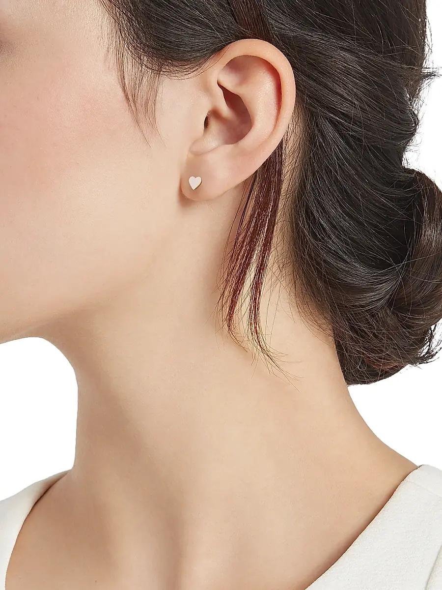 Sydney Evan Women's 14K Yellow Gold & Enamel Mini Heart Stud Earring | Thumbnail 2