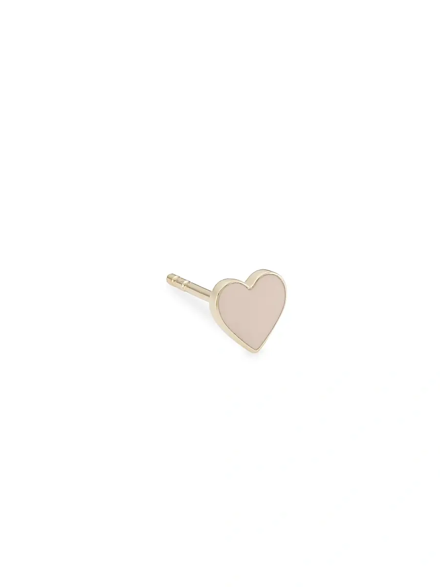 Sydney Evan Women's 14K Yellow Gold & Enamel Mini Heart Stud Earring
