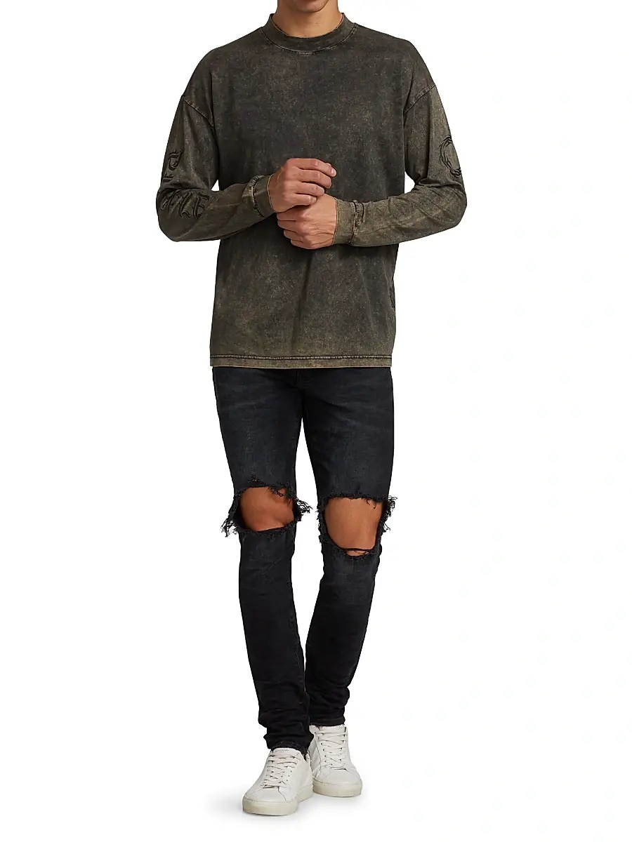 Purple Brand Men's P002 Blowout Knees Distressed Slim-Straight Jeans | Thumbnail 2 Purple Brand Men's P002 Blowout Knees Distressed Slim-Straight Jeans | Thumbnail 2