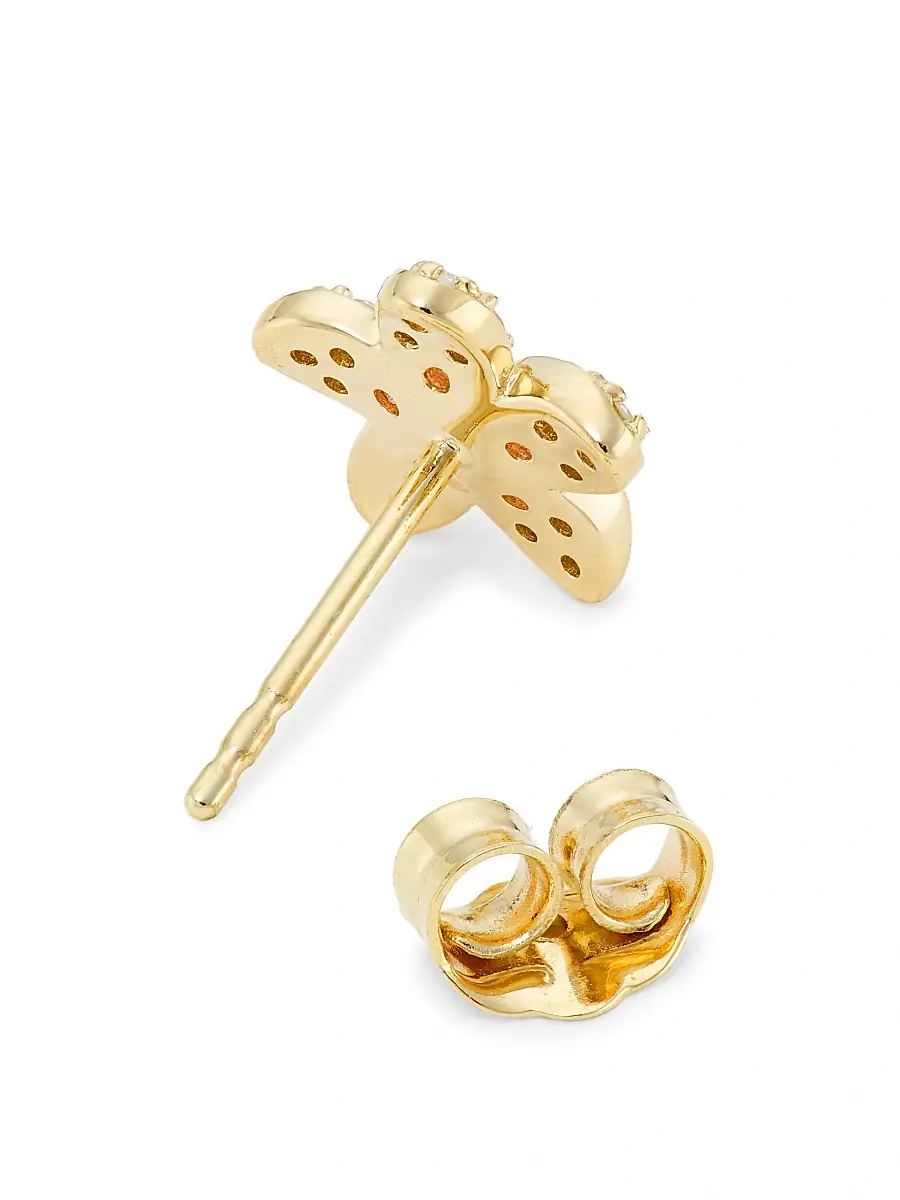Sydney Evan Women's 14K Yellow Gold, Pink Sapphire & 0.13 TCW Diamond Plumeria Stud Earrings - Gold | Thumbnail 3