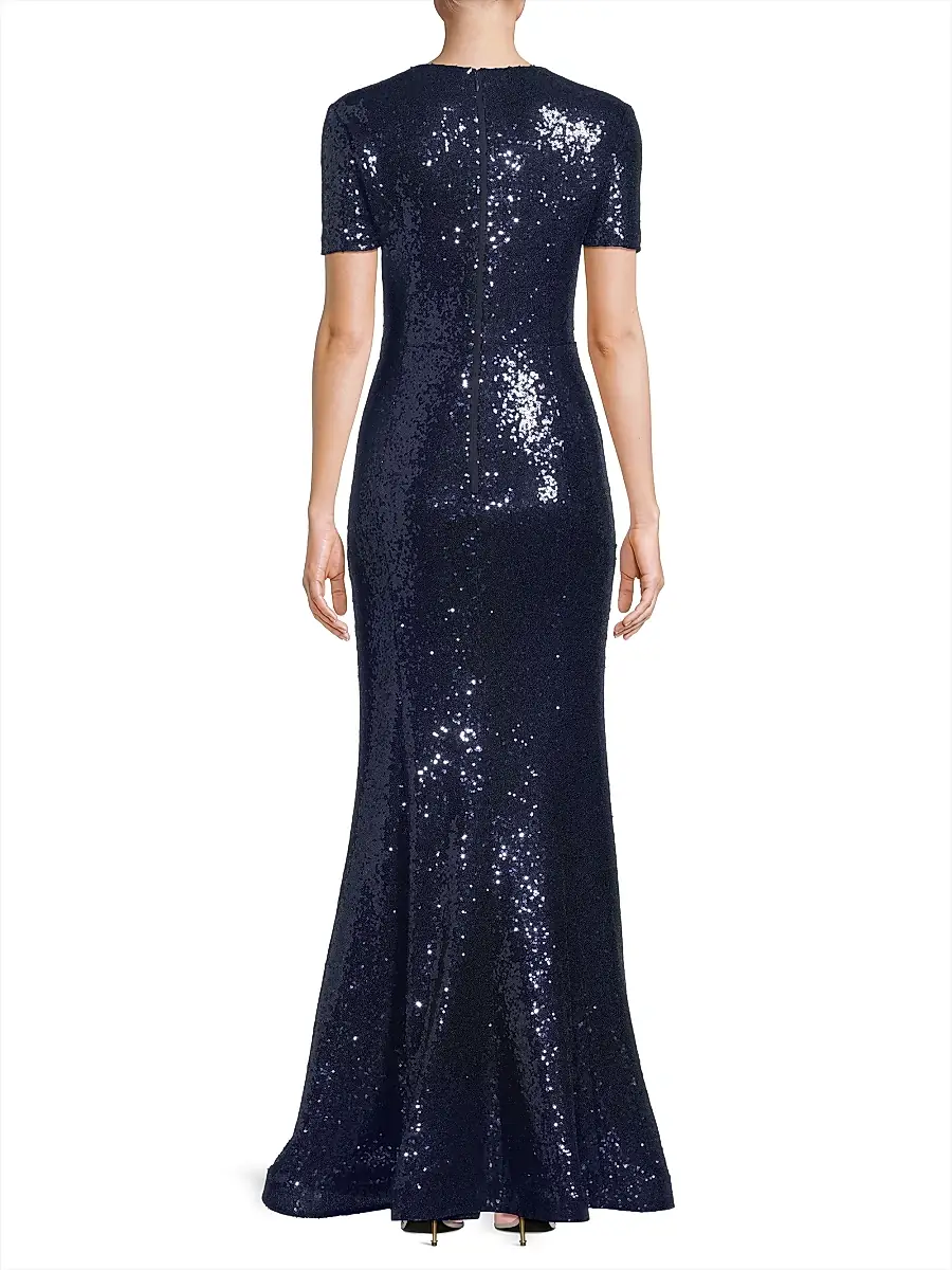 Shani Women's Sequined Fit & Flare Gown - Navy | Thumbnail 5 Shani Women's Sequined Fit & Flare Gown - Navy | Thumbnail 5