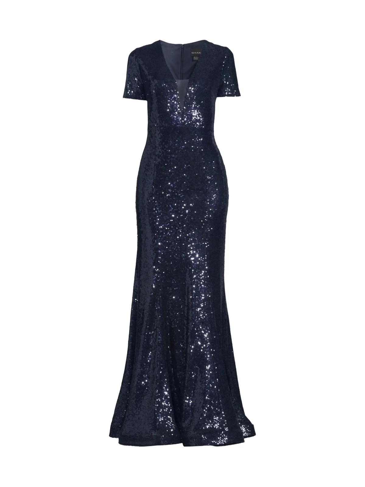 Shani Women's Sequined Fit & Flare Gown - Navy