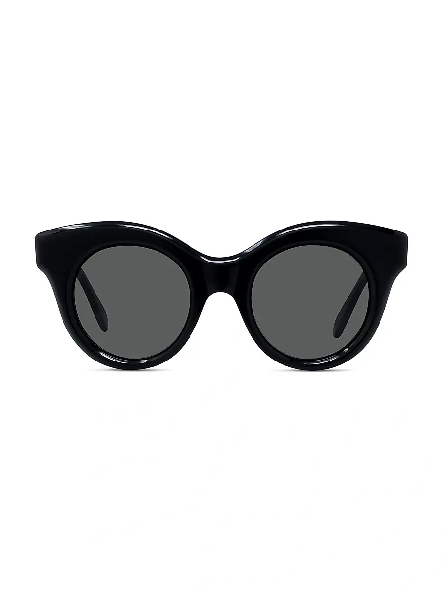LOEWE Men's Curvy 49MM Round Sunglasses - Shiny Black Smoke | Image 1 LOEWE Men's Curvy 49MM Round Sunglasses - Shiny Black Smoke | Image 1