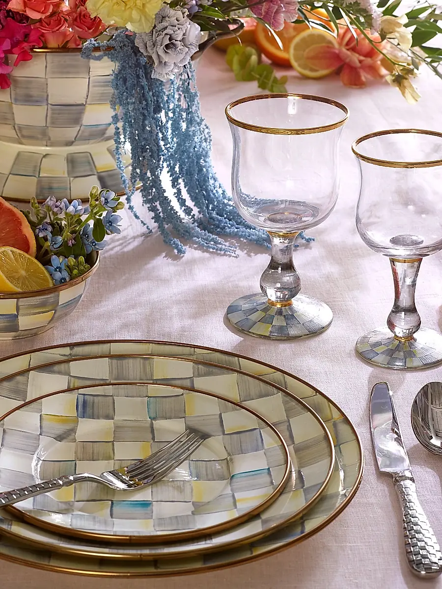 MacKenzie-Childs Sterling Check Water Glass | Thumbnail 2 MacKenzie-Childs Sterling Check Water Glass | Thumbnail 2
