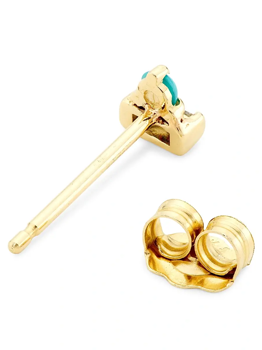 Zoë Chicco Women's 14K Yellow Gold, 0.12 TCW Diamond & Turquoise Triangle Stud Earrings - Gold | Thumbnail 3 Zoë Chicco Women's 14K Yellow Gold, 0.12 TCW Diamond & Turquoise Triangle Stud Earrings - Gold | Thumbnail 3