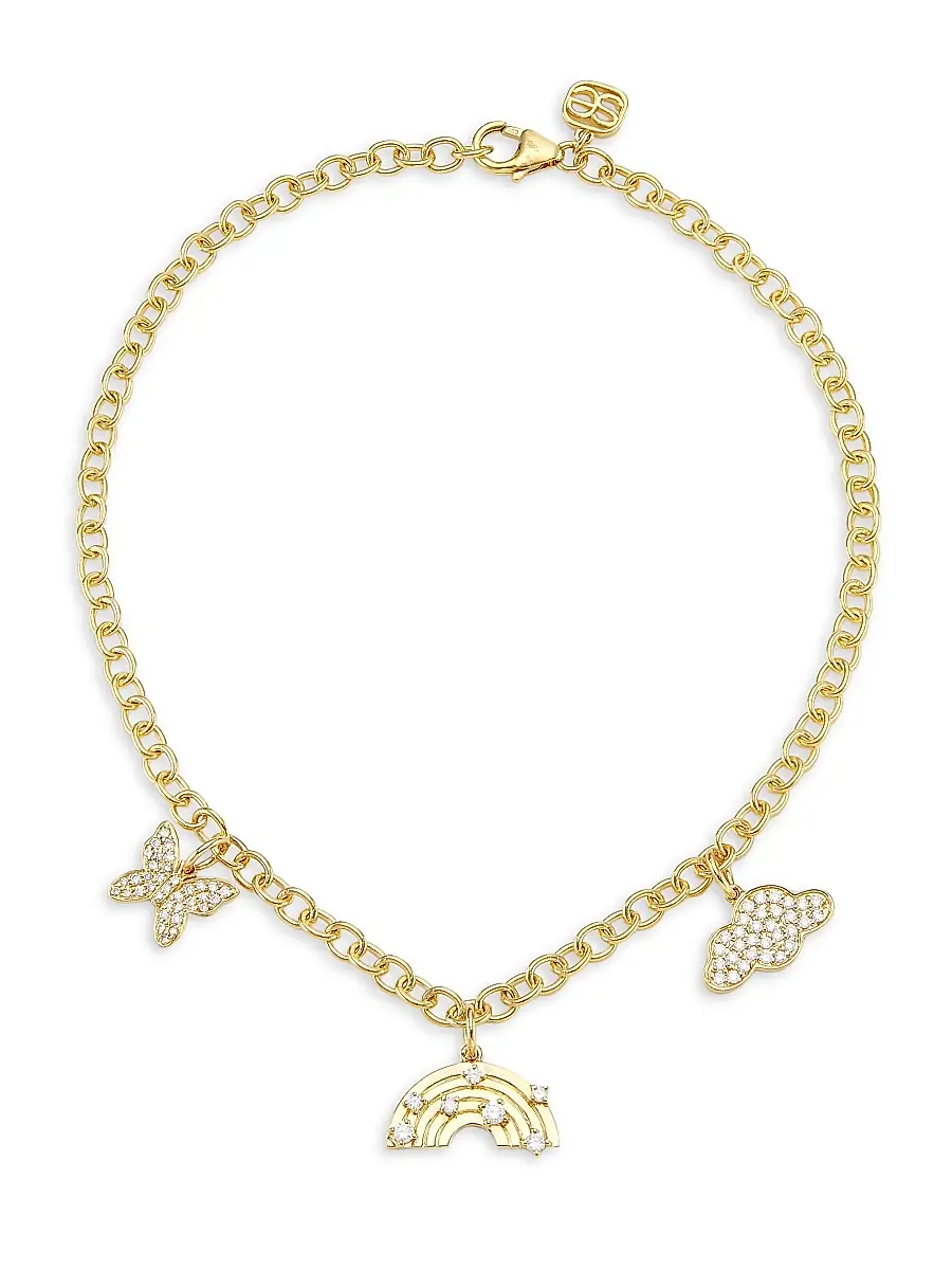 Sydney Evan Women's 14K Yellow Gold & 0.34 TCW Diamond Charm Anklet