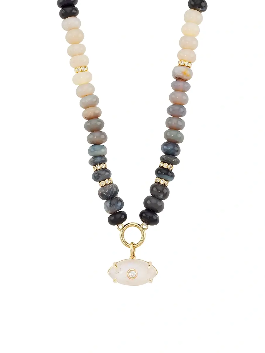 Sydney Evan Women's Carved Eye 14K Gold, Diamond & Australian Opal Beaded Necklace | Thumbnail 5 Sydney Evan Women's Carved Eye 14K Gold, Diamond & Australian Opal Beaded Necklace | Thumbnail 5