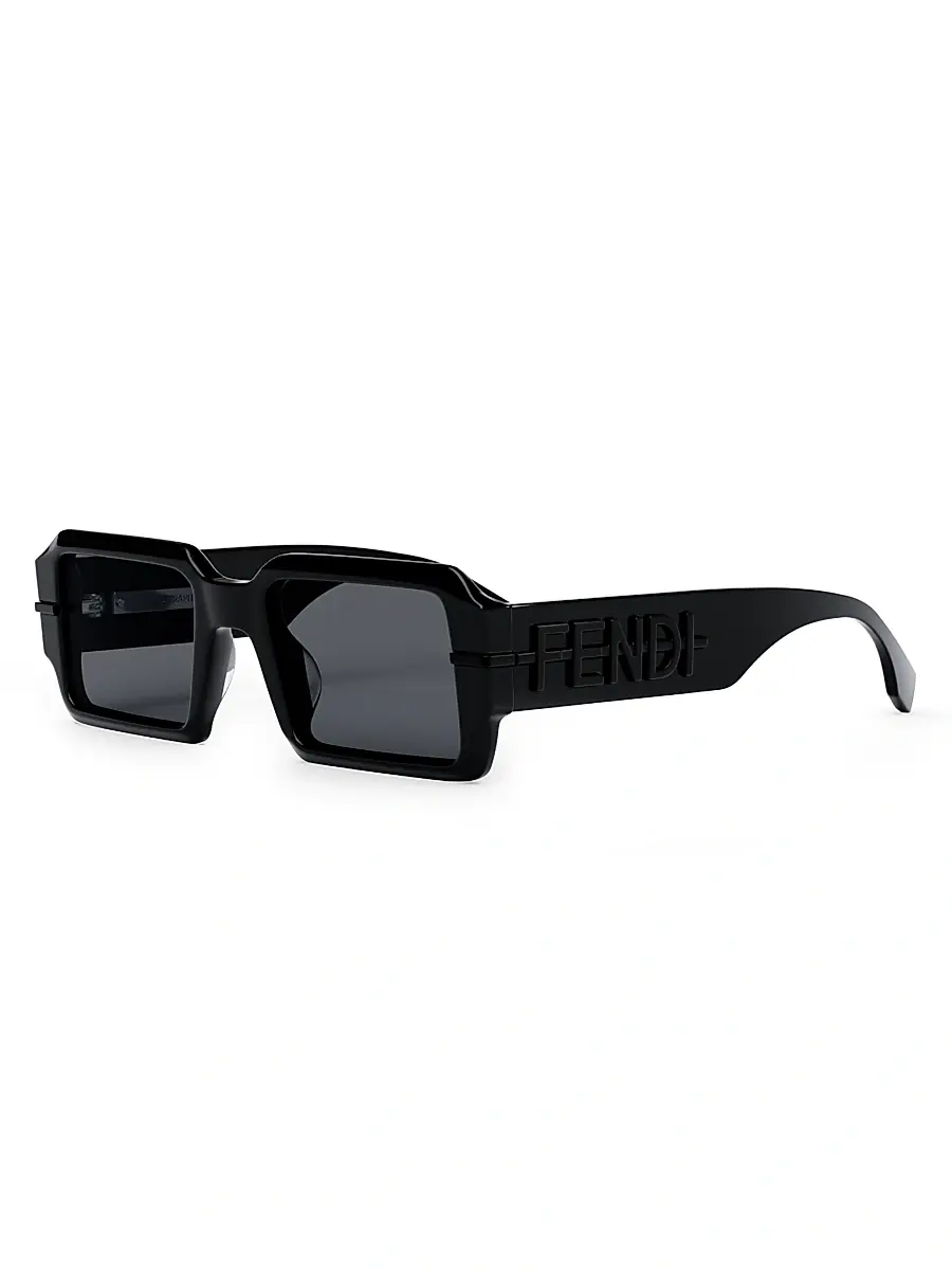 Fendi Men's O'Lock Fendigraphy 52MM Rectangular Sunglasses - Black | Thumbnail 2 Fendi Men's O'Lock Fendigraphy 52MM Rectangular Sunglasses - Black | Thumbnail 2