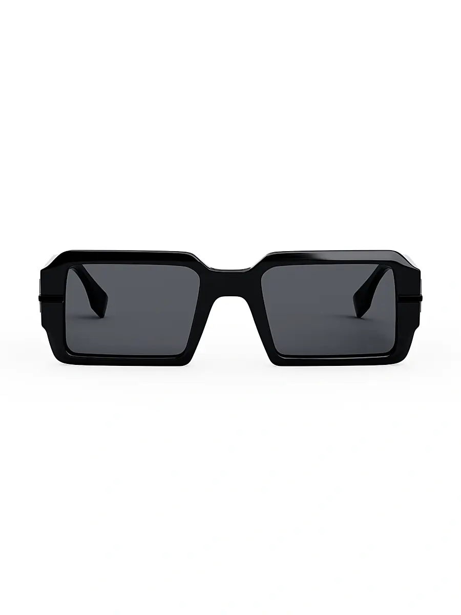 Fendi Men's O'Lock graphy 52MM Rectangular Sunglasses - Black | Image 1 Fendi Men's O'Lock graphy 52MM Rectangular Sunglasses - Black | Image 1